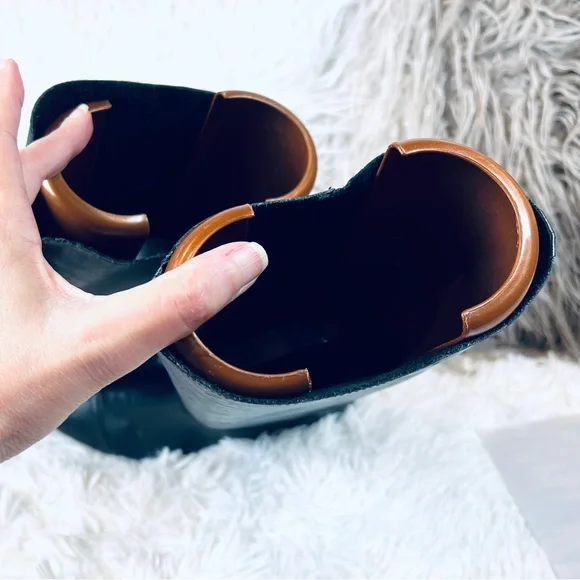 Vintage Boho Biker CHIC Black Riding Back Seam Leather Calf Boots sz 7M - Picture 7 of 12